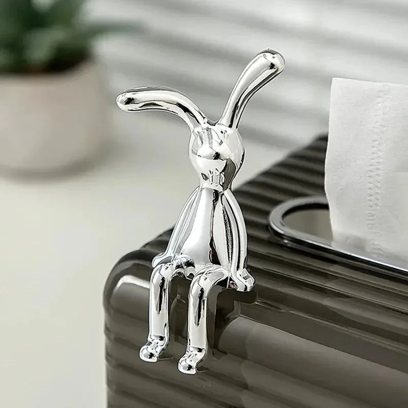 2PC Long-Eared Rabbit Double Statue Cartoon Decoration Accessories Living Room Bedroom Car Decoration Desktop Decorative Ornamet