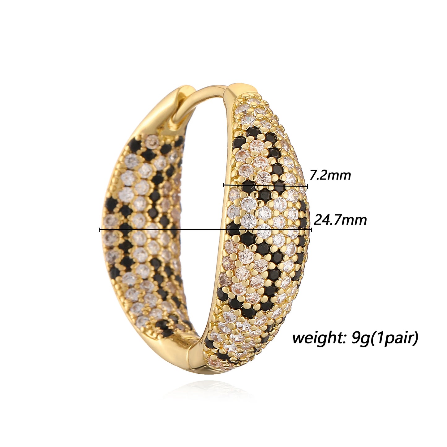 HECHENG,Leopard Print hoop Earrings rings necklace Fashion black white Cubic Zirconia women Geometric Jewelry set